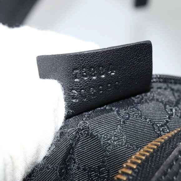 GUCCI Web Sherry Line Shoulder Bag Canvas Black Gold 73884 Auth gh324 - Picture 11 of 15